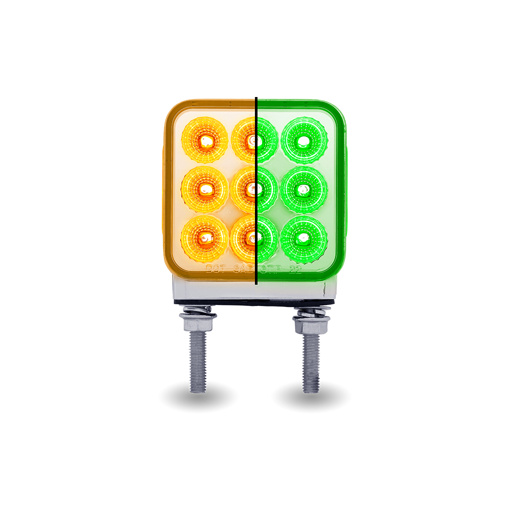 Amber/Red Stop, Turn & Tail to Green Auxiliary 3" Mini Double Face Square Light with Reflector LEDs - 30 Diodes - Thumbnail 4