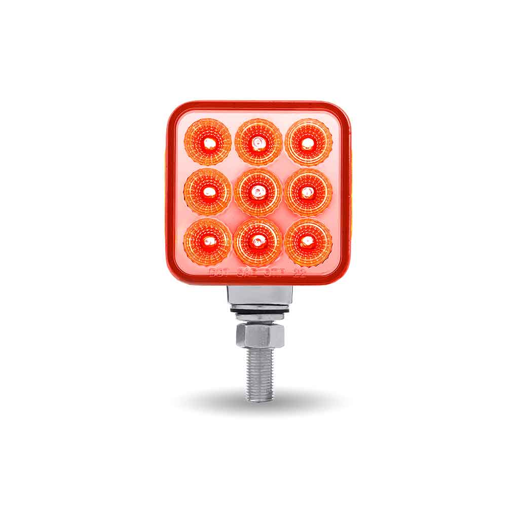 Amber/Red Stop, Turn & Tail to Purple Auxiliary 3" Mini Double Face Square Light with Reflector LEDs - 30 Diodes - Thumbnail 3