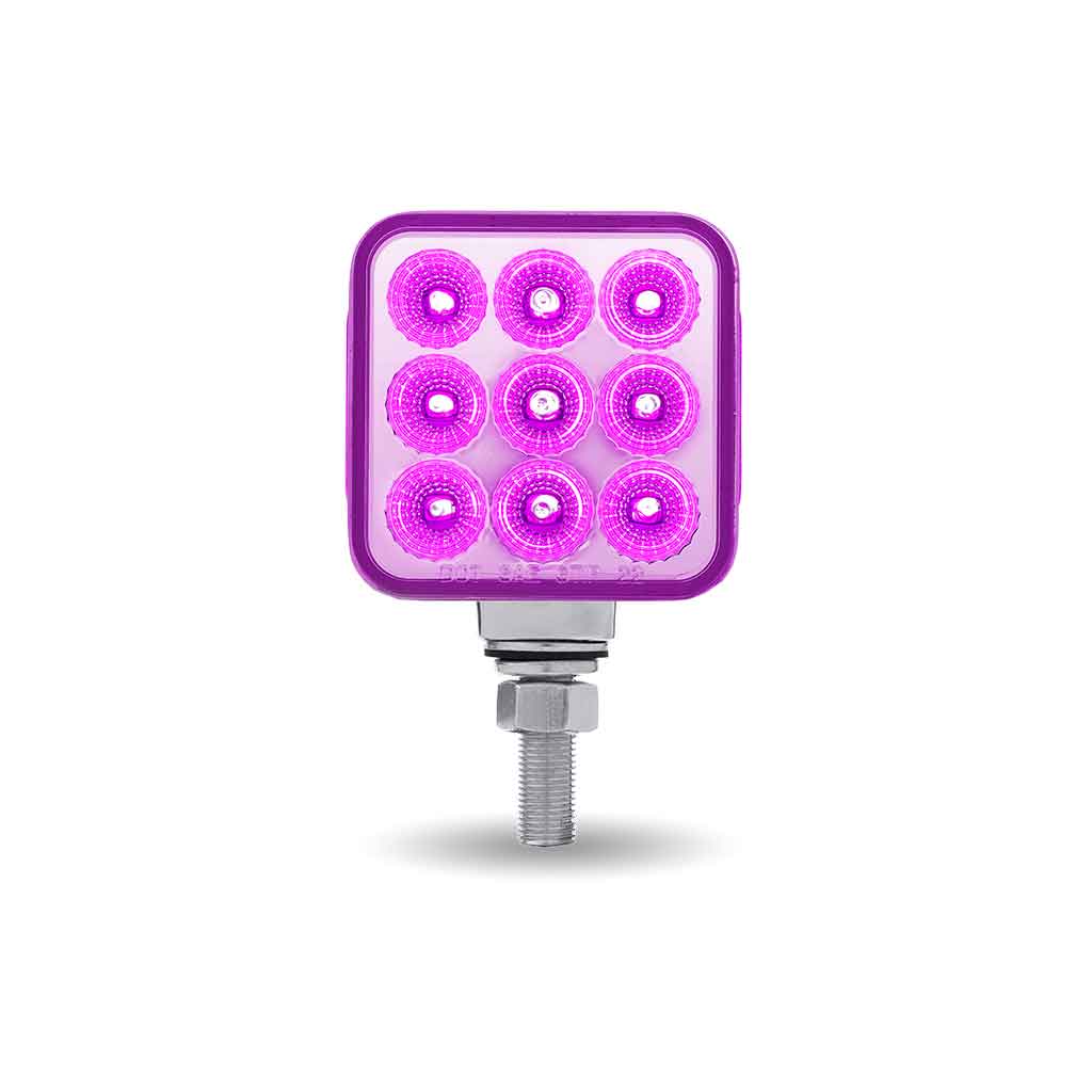 Amber/Red Stop, Turn & Tail to Purple Auxiliary 3" Mini Double Face Square Light with Reflector LEDs - 30 Diodes - Thumbnail 4