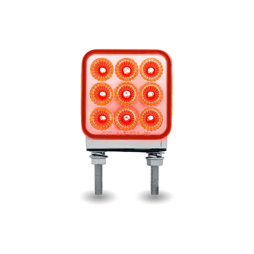 Amber/Red Stop, Turn & Tail to Purple Auxiliary 3" Mini Double Face Square Light with Reflector LEDs - 30 Diodes - Thumbnail 4