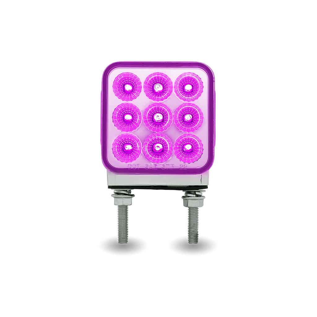 Amber/Red Stop, Turn & Tail to Purple Auxiliary 3" Mini Double Face Square Light with Reflector LEDs - 30 Diodes - Thumbnail 5
