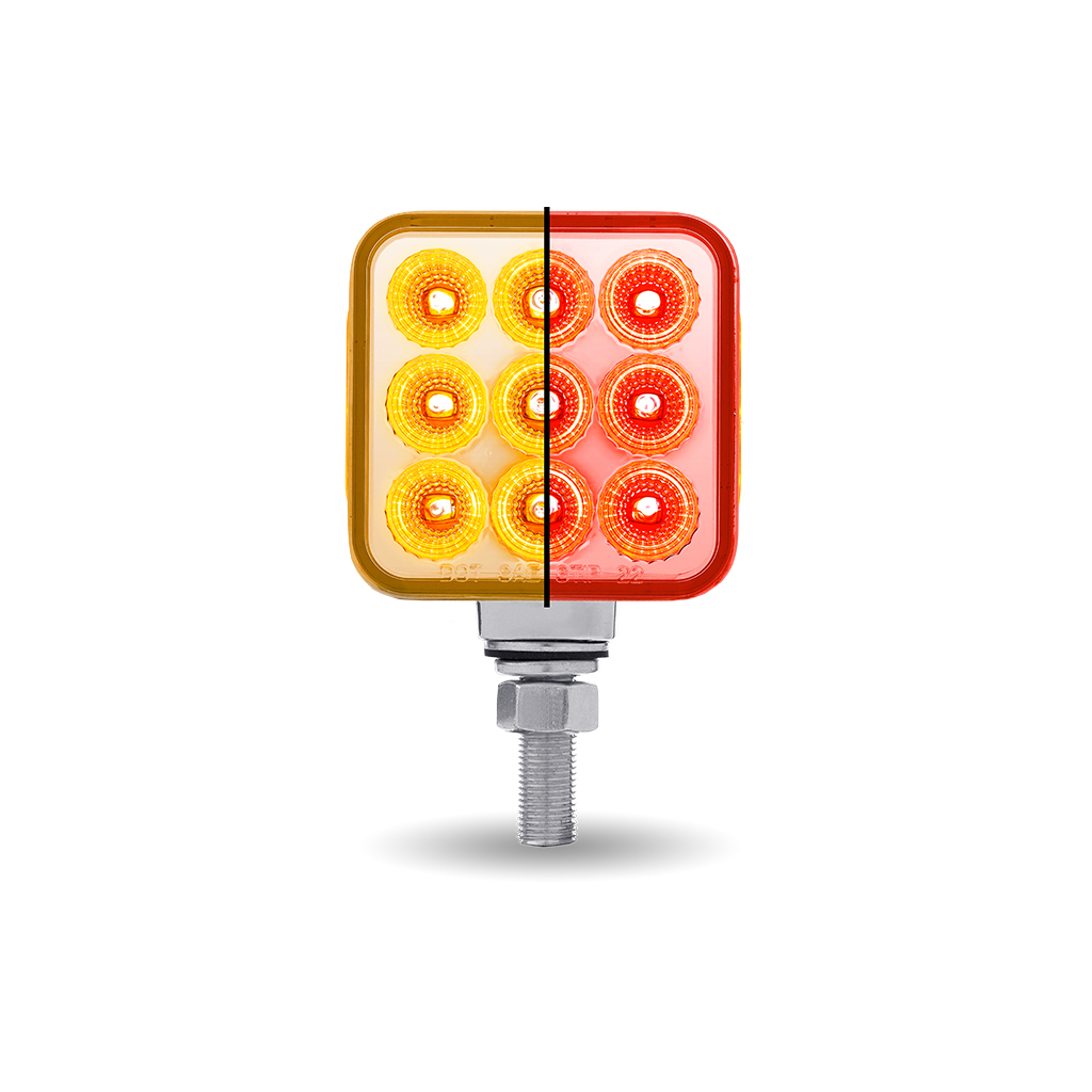 Amber/Red Stop, Turn & Tail to Red Auxiliary 3" Mini Double Face Square Light with Reflector LEDs - 30 Diodes