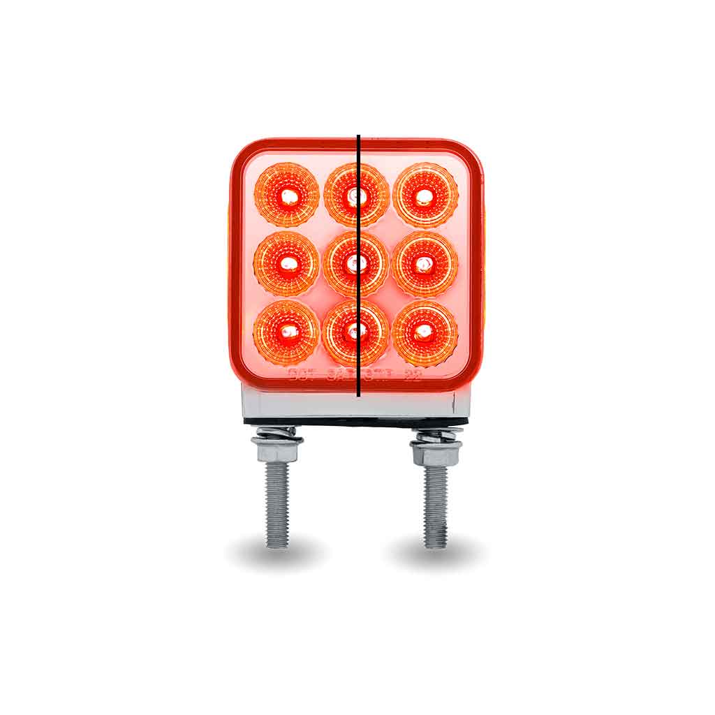 Amber/Red Stop, Turn & Tail to Red Auxiliary 3" Mini Double Face Square Light with Reflector LEDs - 30 Diodes - Thumbnail 3