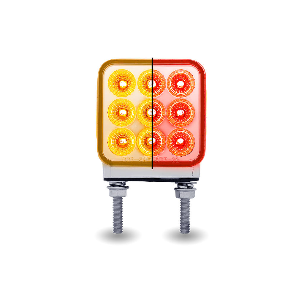 Amber/Red Stop, Turn & Tail to Red Auxiliary 3" Mini Double Face Square Light with Reflector LEDs - 30 Diodes - Thumbnail 5