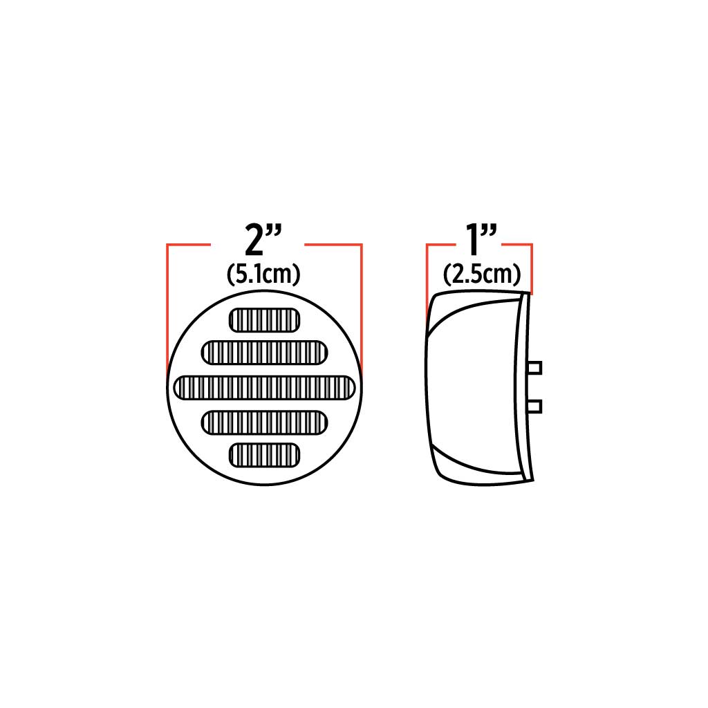 2" Clear Red Marker Flatline Round LED Light - 9 Diodes - Thumbnail 4