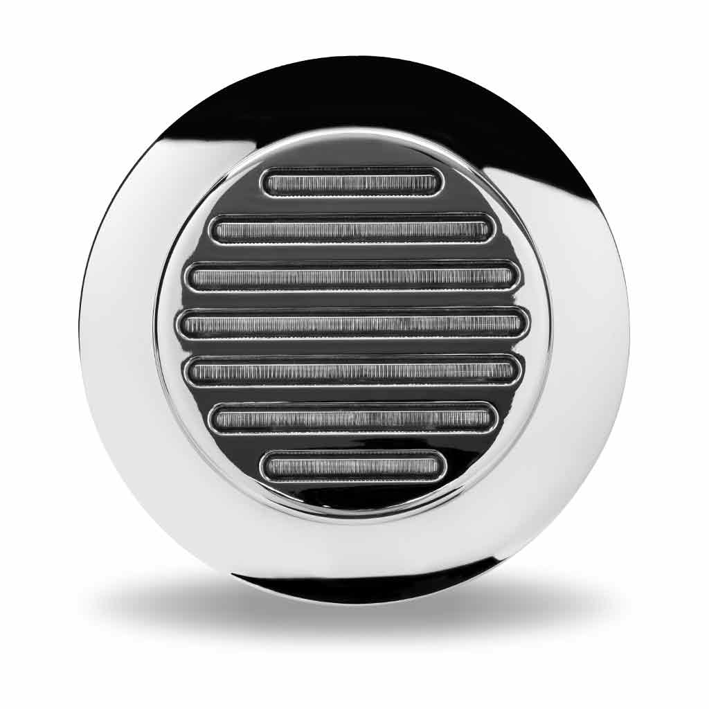 4" Clear Red Stop, Turn & Tail to White Back Up Round Flatline Flange Mount LED Light - 49 Diodes