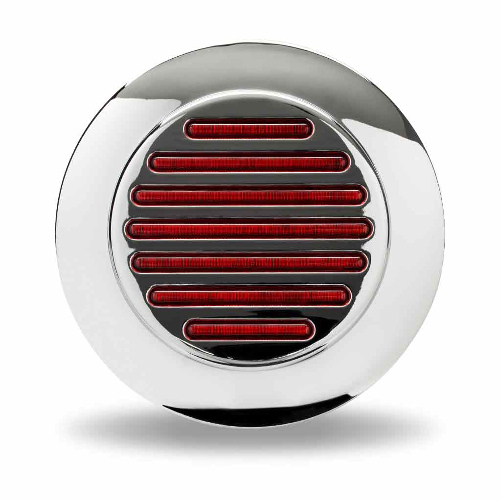 4" Red Stop, Turn & Tail to White Back Up Round Flatline Flange Mount LED Light - 49 Diodes