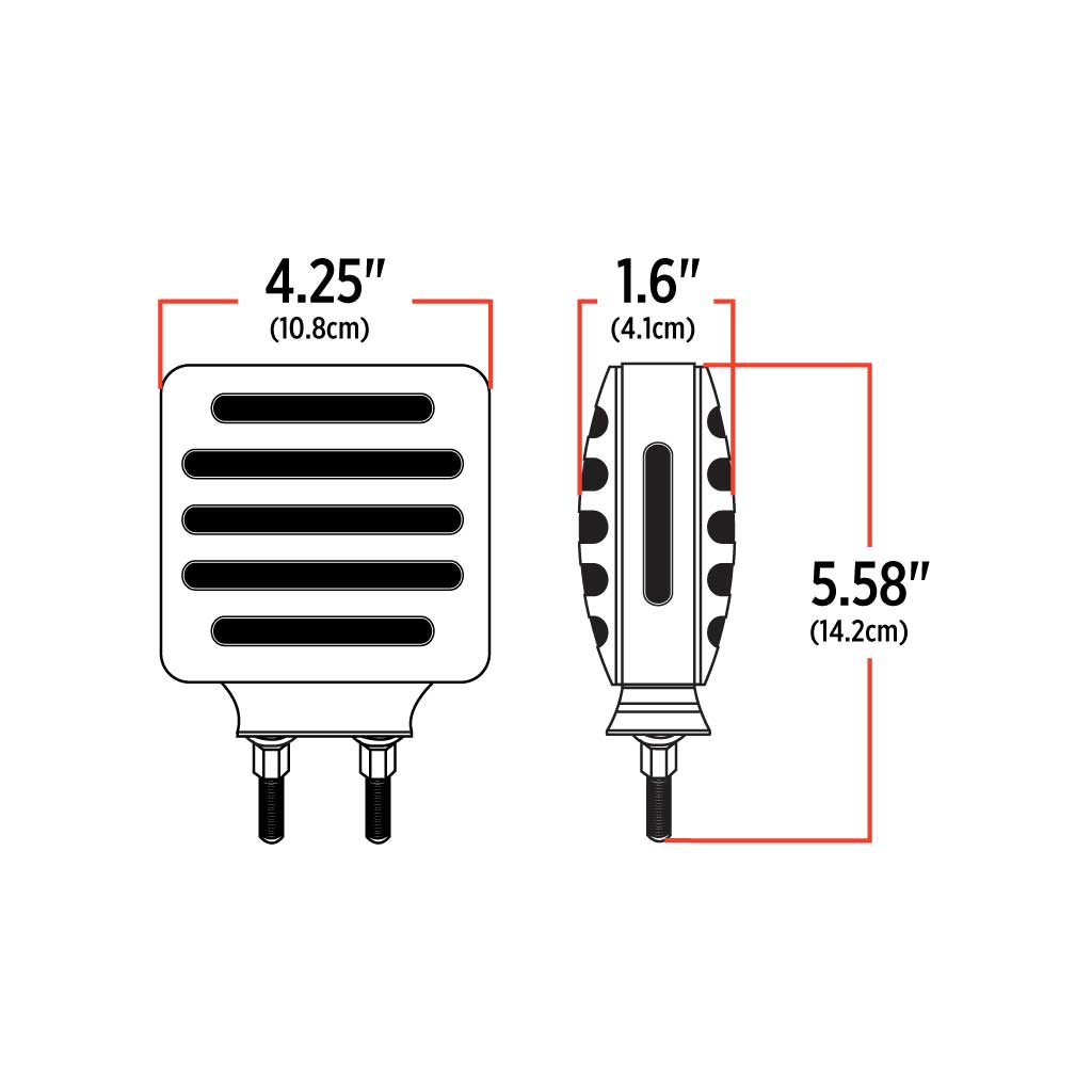 Amber/Red Turn & Marker Double Face Square Flatline LED Light - 80 Diodes - Thumbnail 5