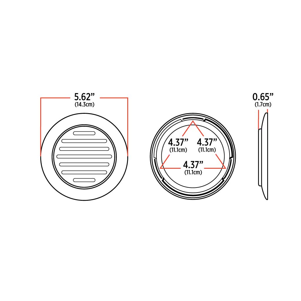4" Red Stop, Turn & Tail to White Back Up Flatline LED Light with Flange Mount - 49 Diodes - Thumbnail 7