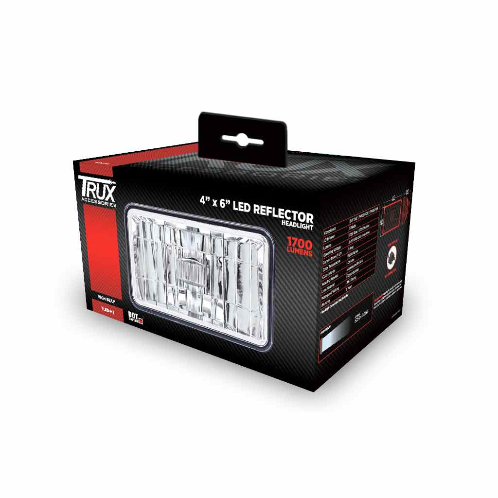 4" x 6" LED Reflector Headlight - High Beam | 1700 Lumens - Thumbnail 10