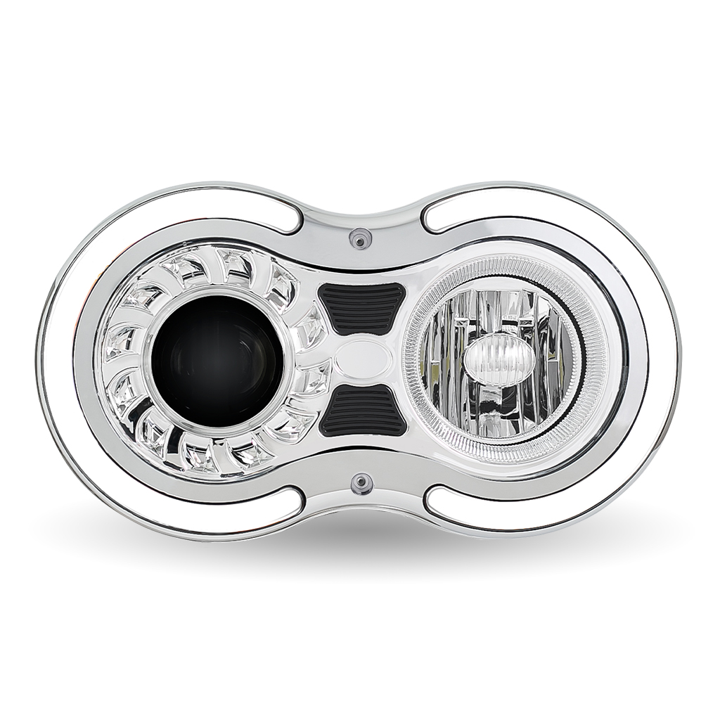 "Retro Series" LED Projector Headlight Assembly with Glow Position & Marker LED Accents - Chrome (Driver Side) - Thumbnail 8