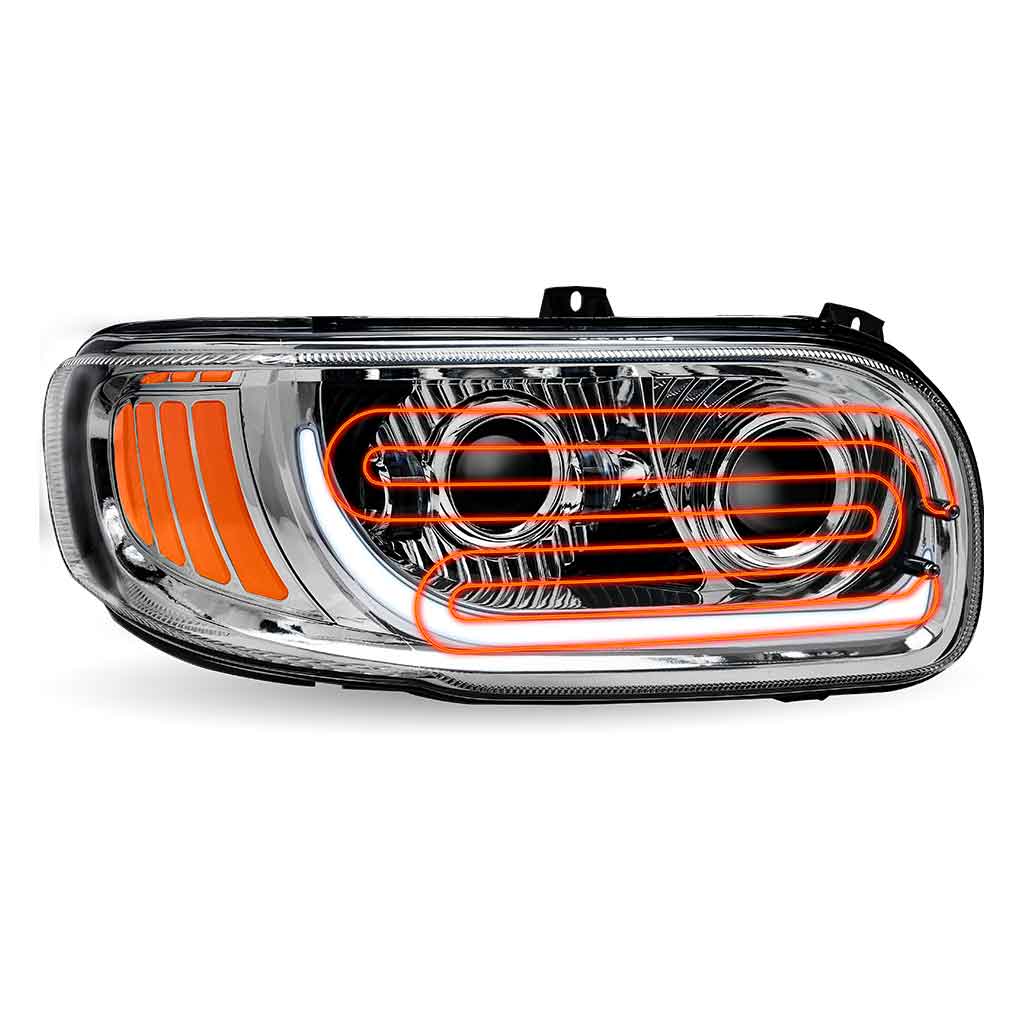 PB. 389/388/367/567 Heated LED Projector Headlight Assembly - Chrome (Passenger Side) - Thumbnail 2