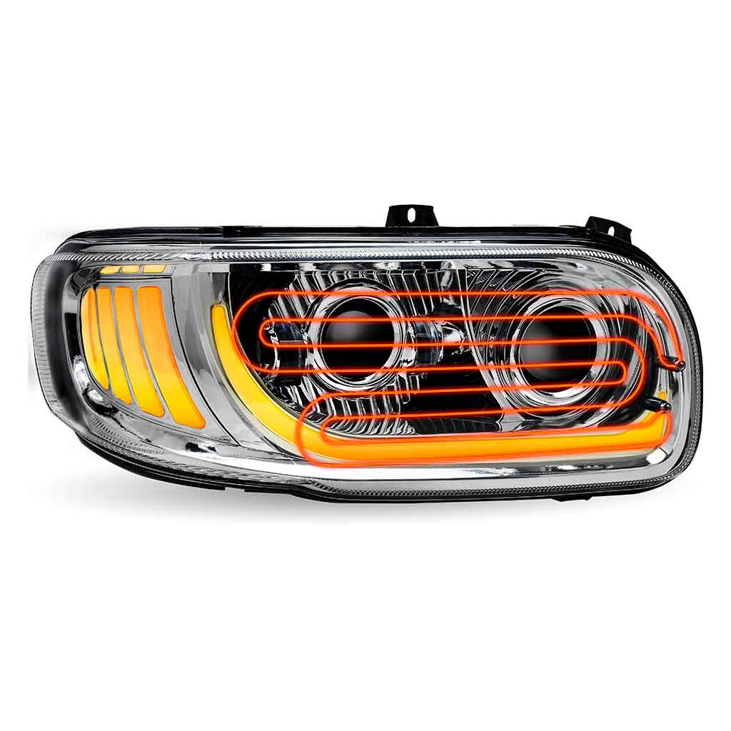 PB. 389/388/367/567 Heated LED Projector Headlight Assembly - Chrome (Passenger Side) - Thumbnail 6