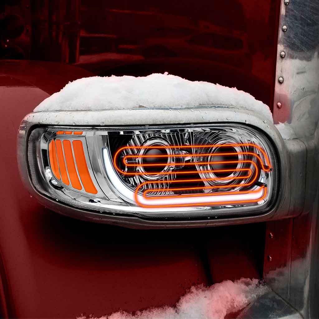 PB. 389/388/367/567 Heated LED Projector Headlight Assembly - Chrome (Passenger Side) - Thumbnail 9