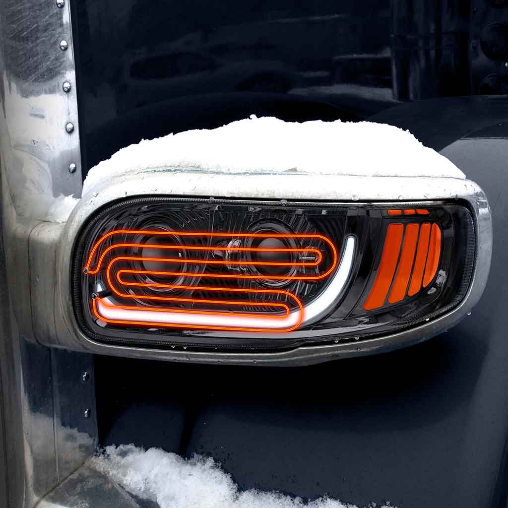 PB. 389/388/367/567 Heated LED Projector Headlight Assembly - Black (Driver Side)