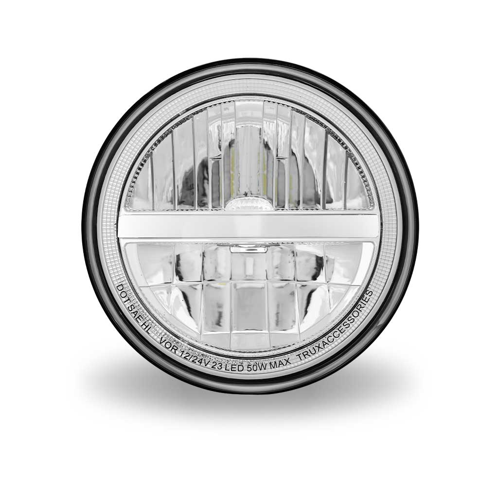 7" LED Reflector Headlight with Glow Position LED Accent - Combination High & Low Beam | 2200 Lumens - Thumbnail 3