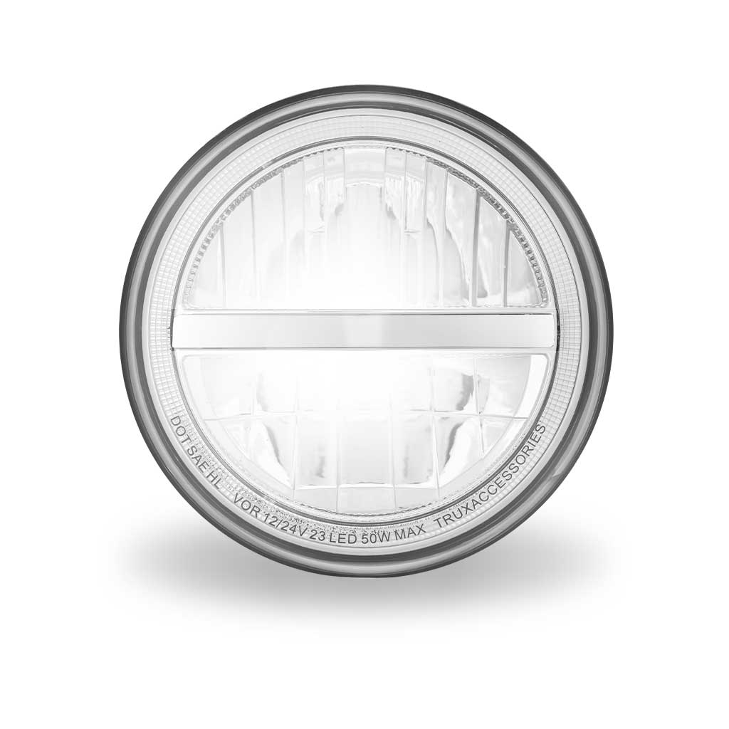 7" LED Reflector Headlight with Glow Position LED Accent - Combination High & Low Beam | 2200 Lumens - Thumbnail 4