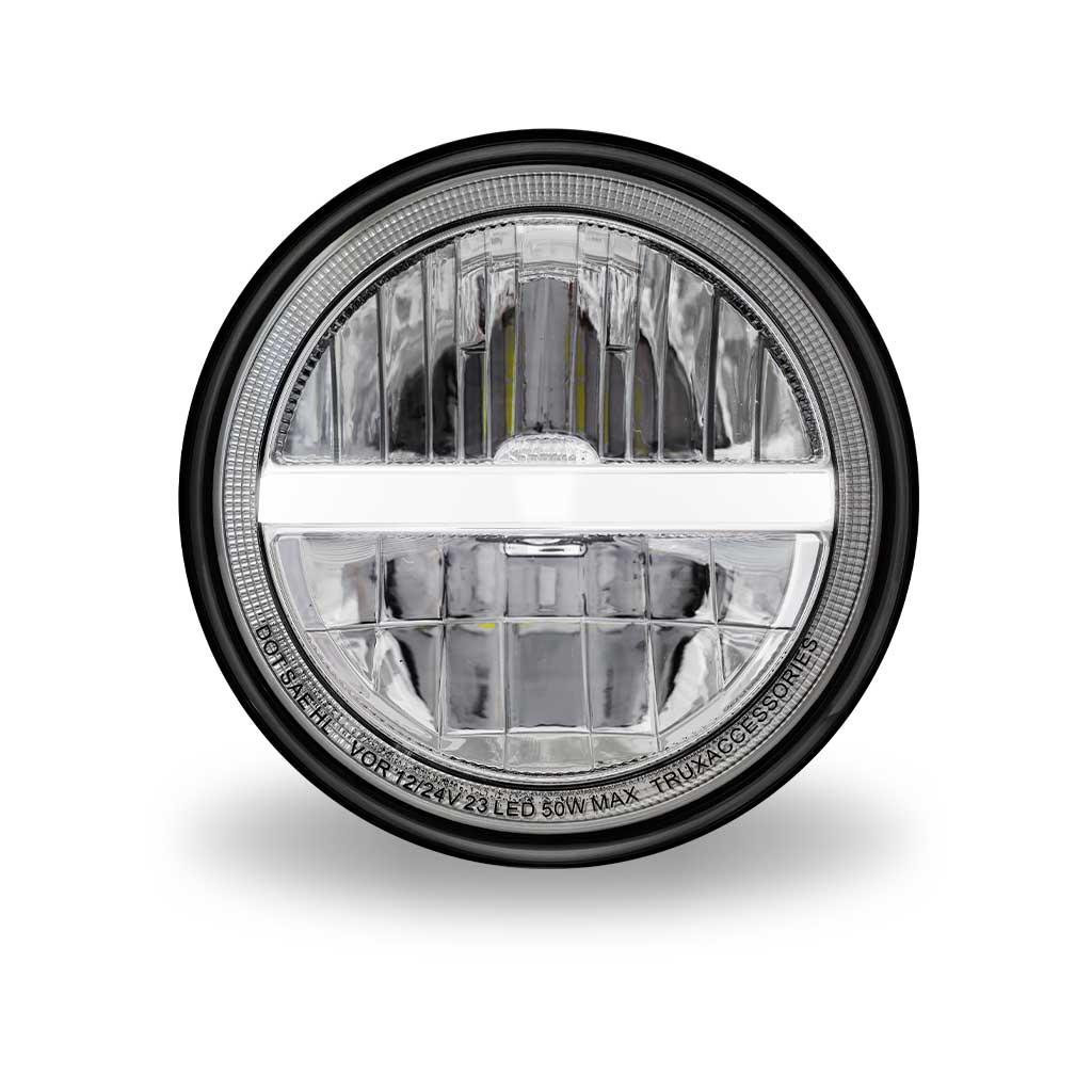 7" LED Reflector Headlight with Glow Position LED Accent - Combination High & Low Beam | 2200 Lumens - Thumbnail 5