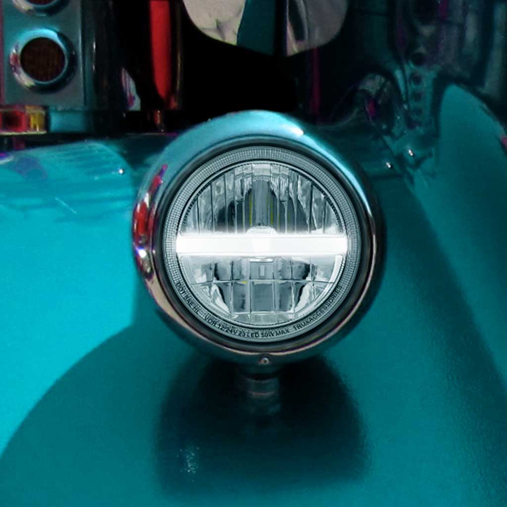 7" LED Reflector Headlight with Glow Position LED Accent - Combination High & Low Beam | 2200 Lumens - Thumbnail 6