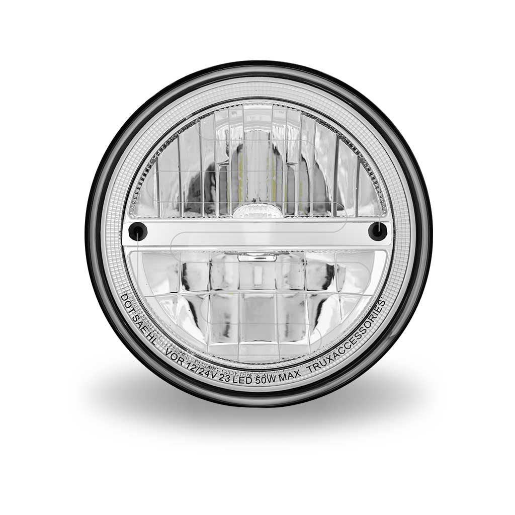 7" Heated LED Reflector Headlight with Glow Position LED Accent - Combination High & Low Beam | 2200 Lumens