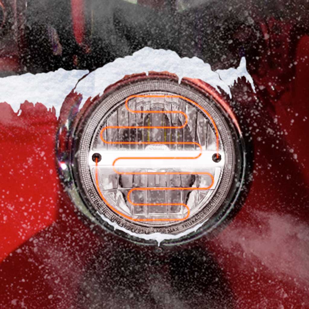 7" Heated LED Reflector Headlight with Glow Position LED Accent - Combination High & Low Beam | 2200 Lumens - Thumbnail 2