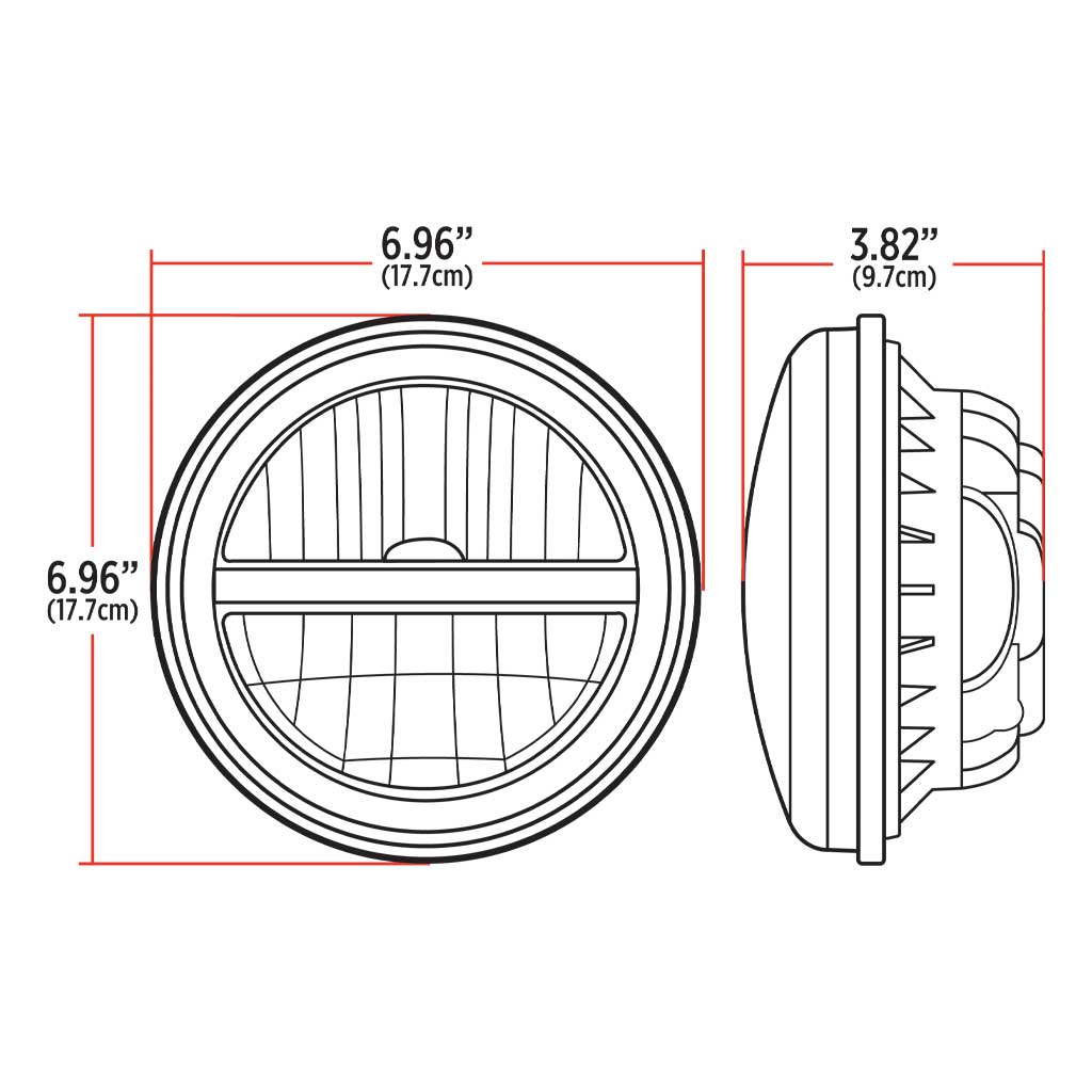 7" Heated LED Reflector Headlight with Glow Position LED Accent - Combination High & Low Beam | 2200 Lumens - Thumbnail 3