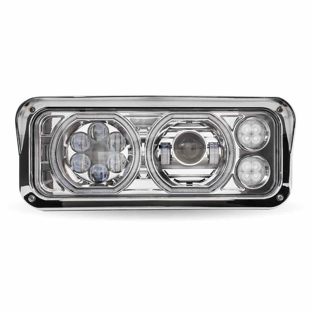 Universal LED Projector Headlight Assembly with Glow Position Halos & Marker LEDs - Chrome (Driver Side) - Thumbnail 11