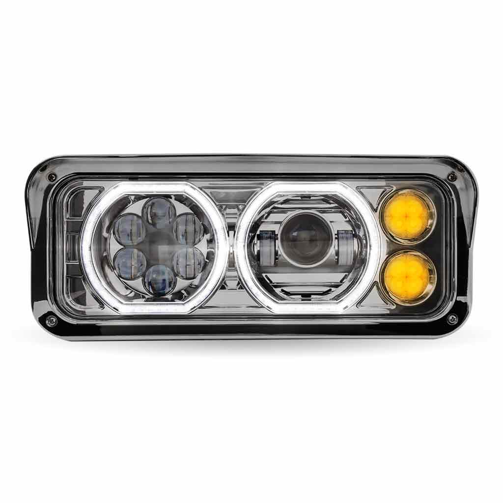 Universal LED Projector Headlight Assembly with Glow Position Halos & Marker LEDs - Chrome (Driver Side) - Thumbnail 5