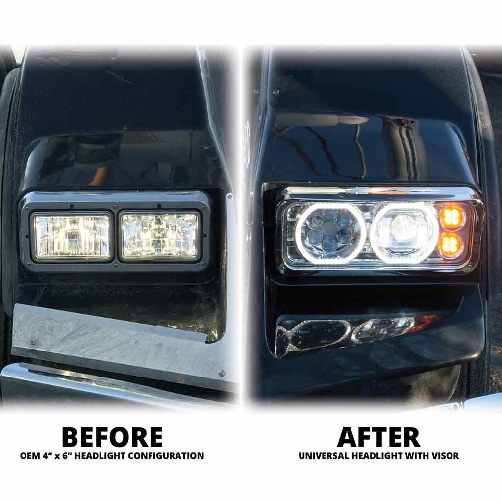 Universal LED Projector Headlight Assembly with Glow Position Halos & Marker LEDs - Chrome (Passenger Side) - Thumbnail 2