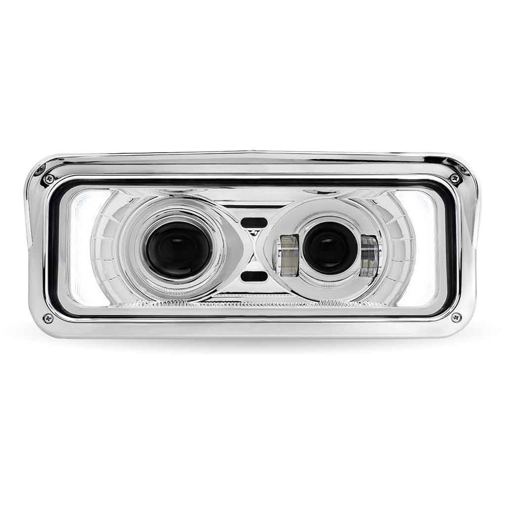 Universal LED Projector Headlight Assembly with Glow Position & Marker LED Accents - Chrome (Driver Side) - Thumbnail 6