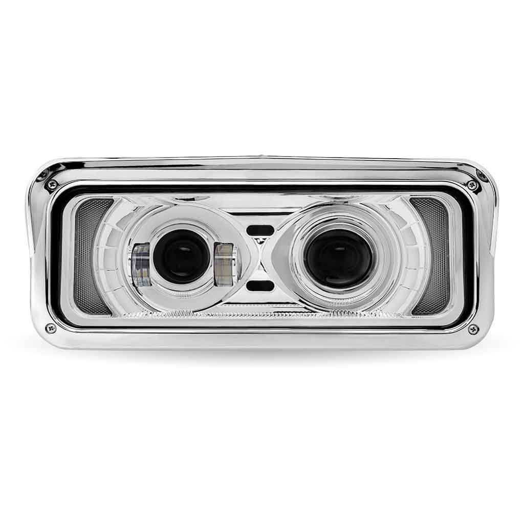 Universal LED Projector Headlight Assembly with Glow Position & Marker LED Accents - Chrome (Passenger Side) - Thumbnail 3