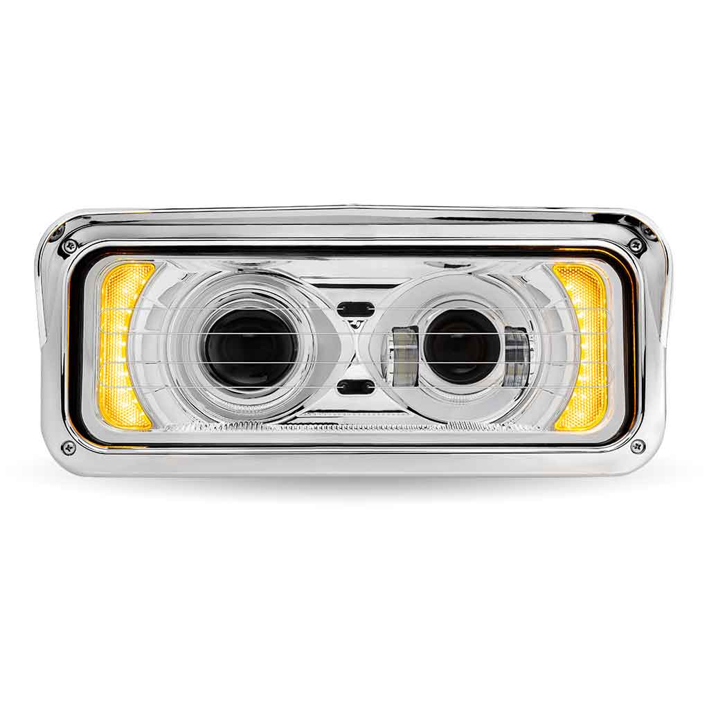 Universal Heated LED Projector Headlight Assembly with Glow Position & Marker LED Accents - Chrome (Driver Side) - Thumbnail 3