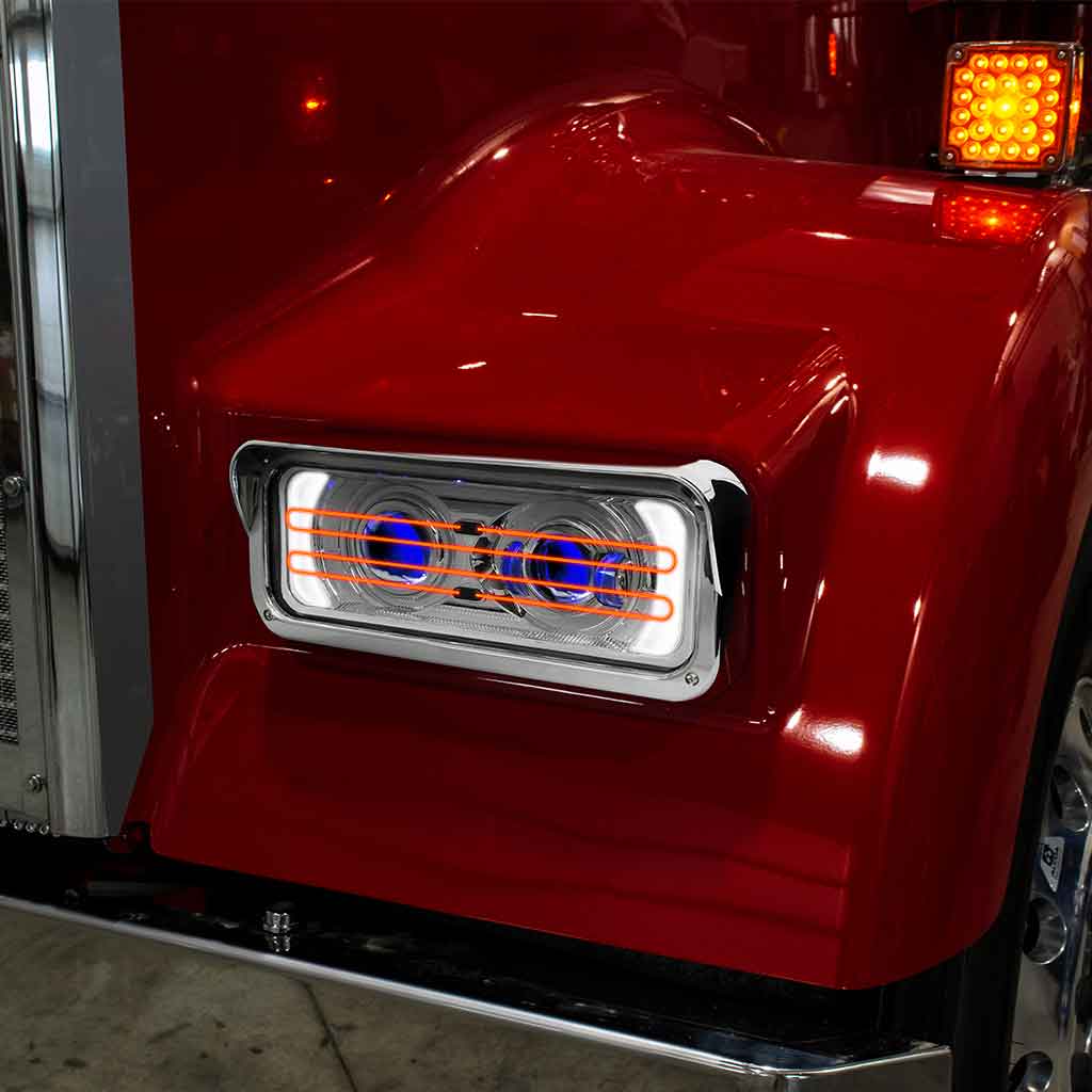 Universal Heated LED Projector Headlight Assembly with Glow Position & Marker LED Accents - Chrome (Driver Side) - Thumbnail 9