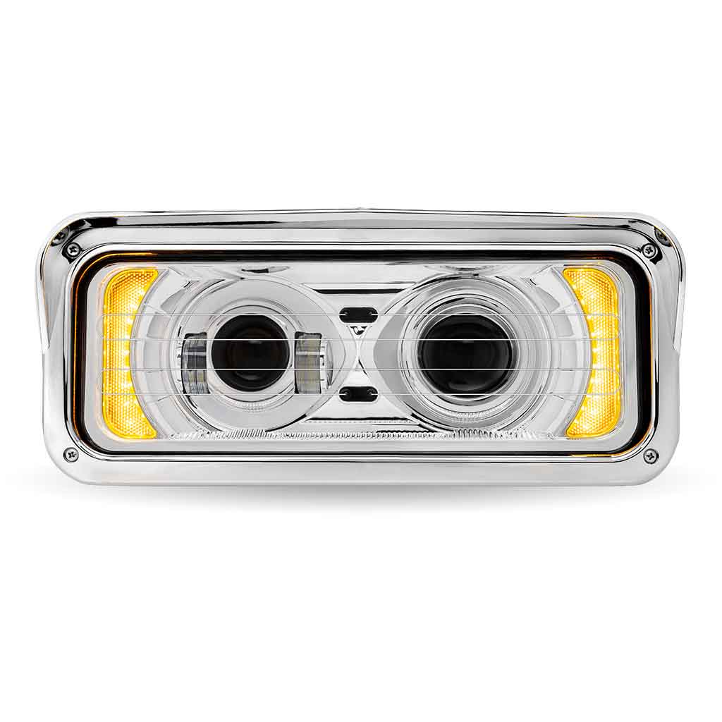 Universal Heated LED Projector Headlight Assembly with Glow Position & Marker LED Accents - Chrome (Passenger Side) - Thumbnail 3