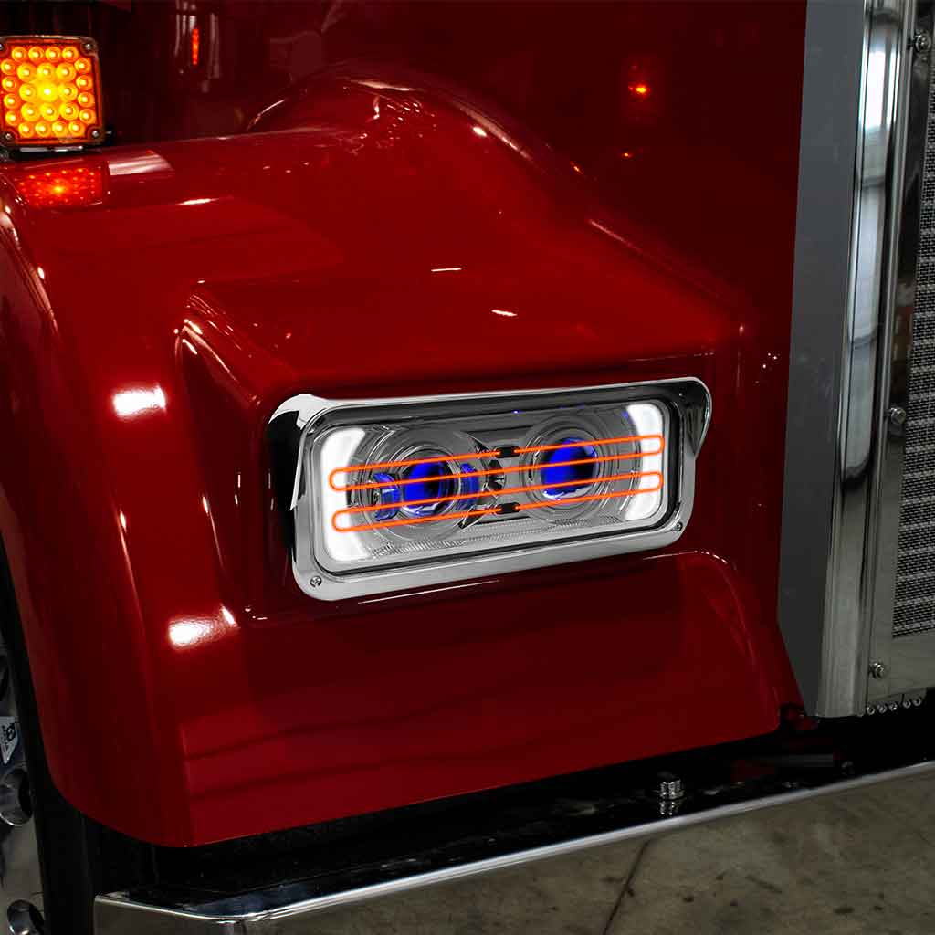 Universal Heated LED Projector Headlight Assembly with Glow Position & Marker LED Accents - Chrome (Passenger Side) - Thumbnail 6