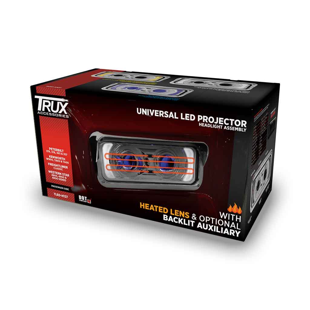 Universal Heated LED Projector Headlight Assembly with Glow Position & Marker LED Accents - Chrome (Passenger Side) - Thumbnail 8