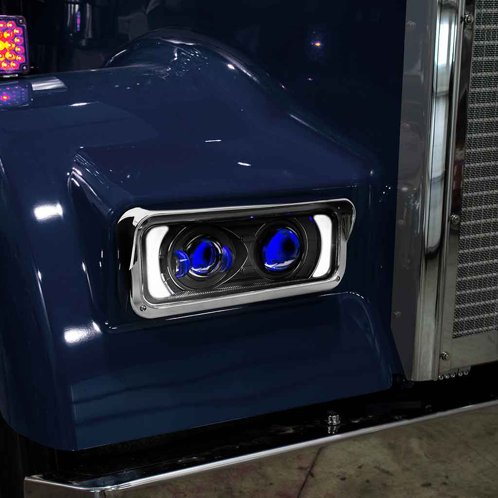 Universal LED Projector Headlight Assembly with Glow Position & Marker LED Accents - Black (Passenger Side) - Thumbnail 3