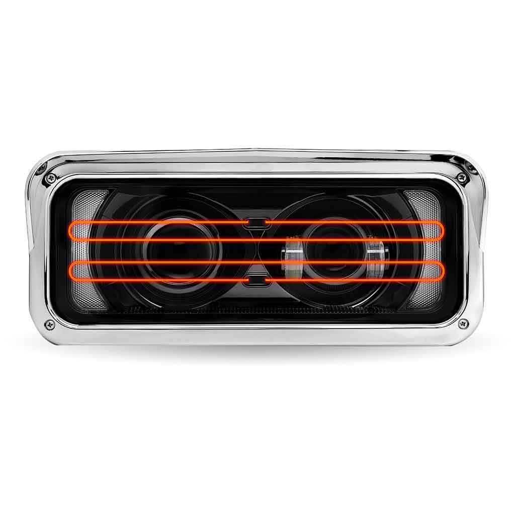 Universal Heated LED Projector Headlight Assembly with Glow Position & Marker LED Accents - Black (Driver Side) - Thumbnail 7
