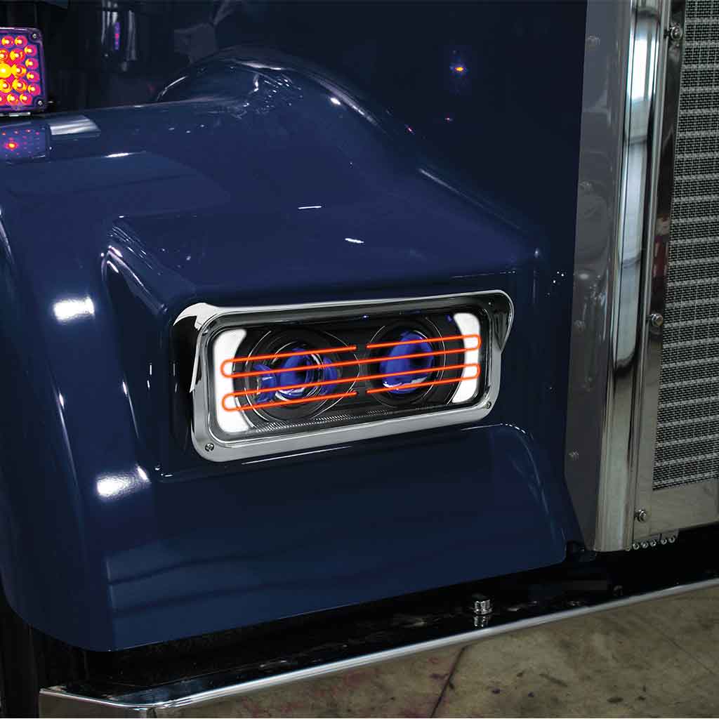 Universal Heated LED Projector Headlight Assembly with Glow Position & Marker LED Accents - Black (Passenger Side) - Thumbnail 3