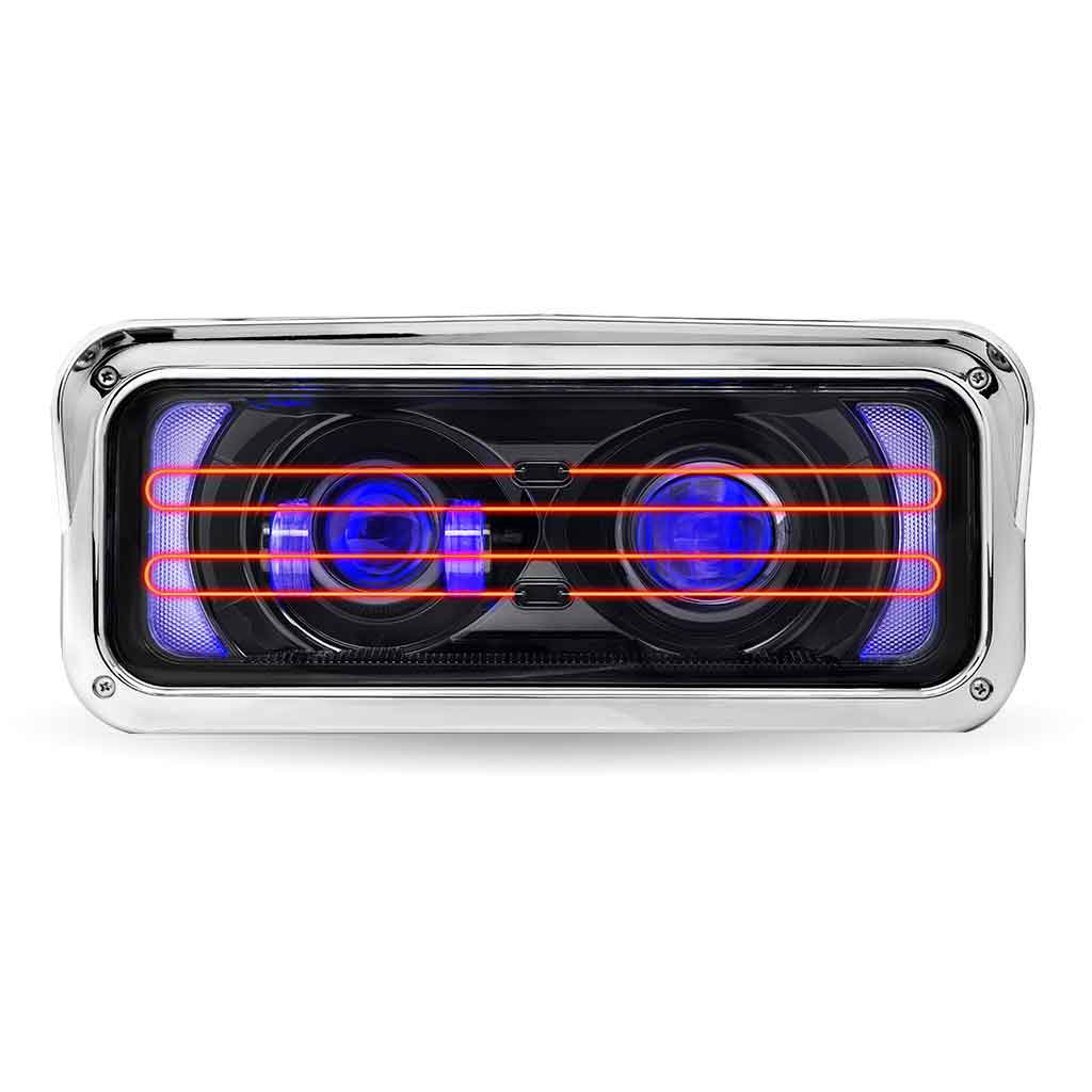 Universal Heated LED Projector Headlight Assembly with Glow Position & Marker LED Accents - Black (Passenger Side) - Thumbnail 7