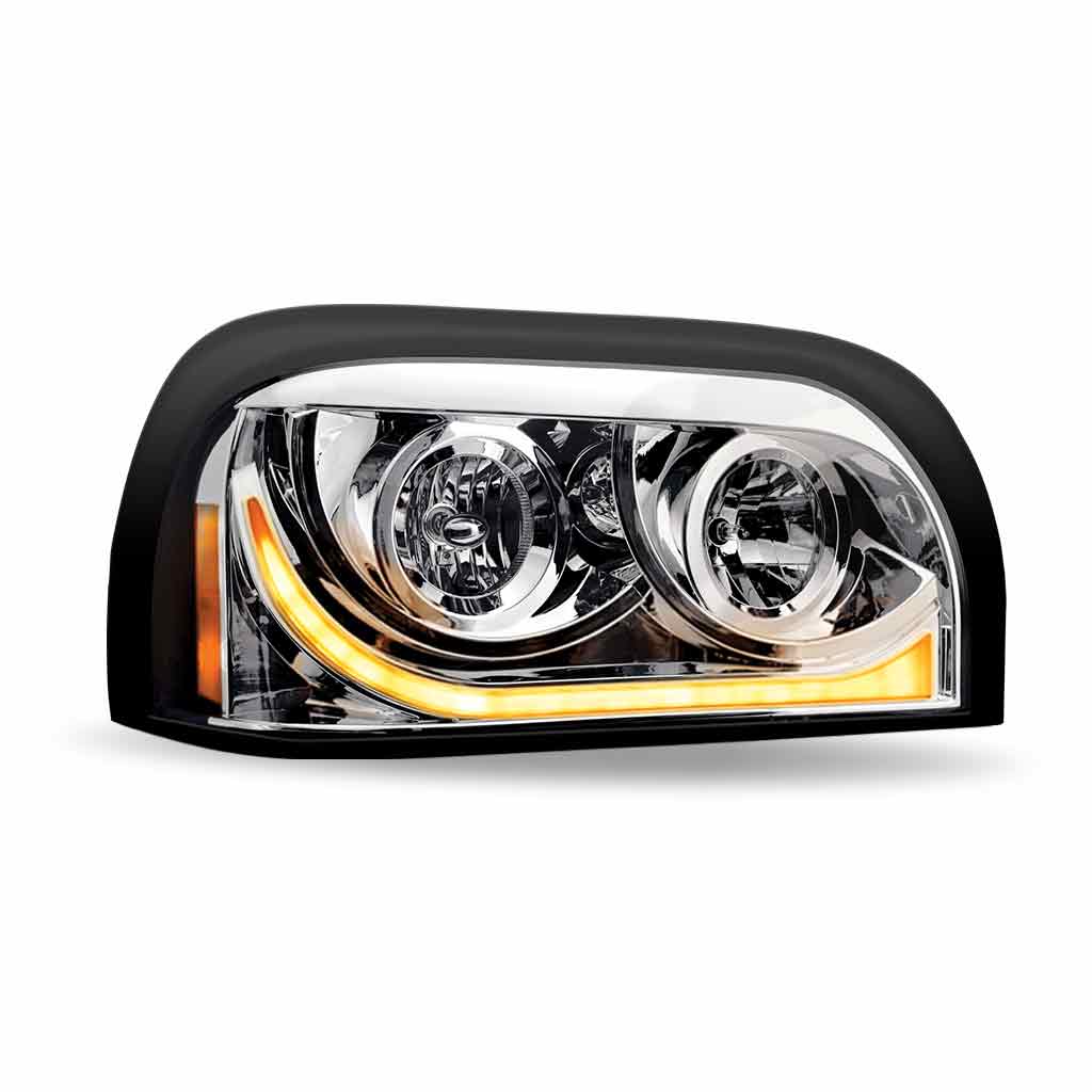FTL. Century Halogen Projector Headlight Assembly with LED Glow Position, Turn & Marker Accent - Chrome (Passenger Side) - Thumbnail 3