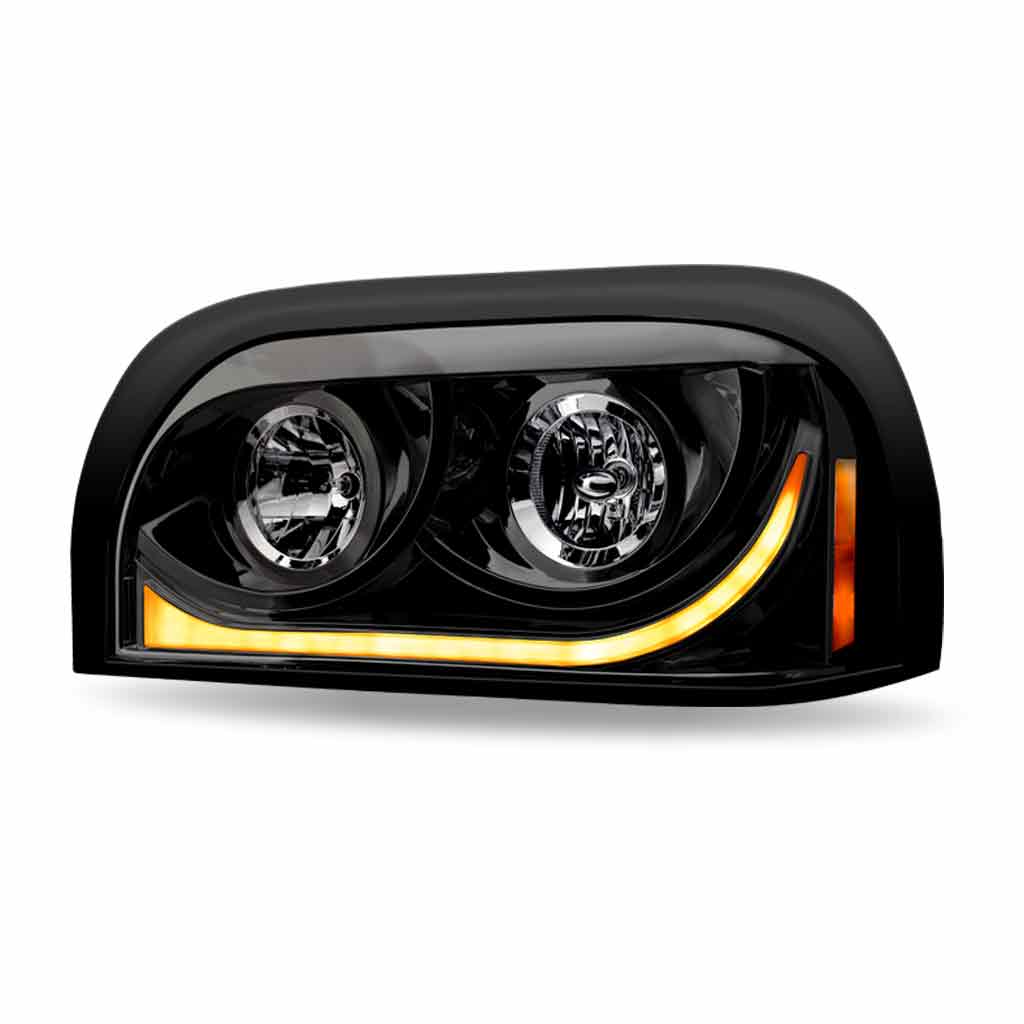 FTL. Century Halogen Projector Headlight Assembly with LED Glow Position, Turn & Marker Accent - Black (Driver Side) - Thumbnail 4