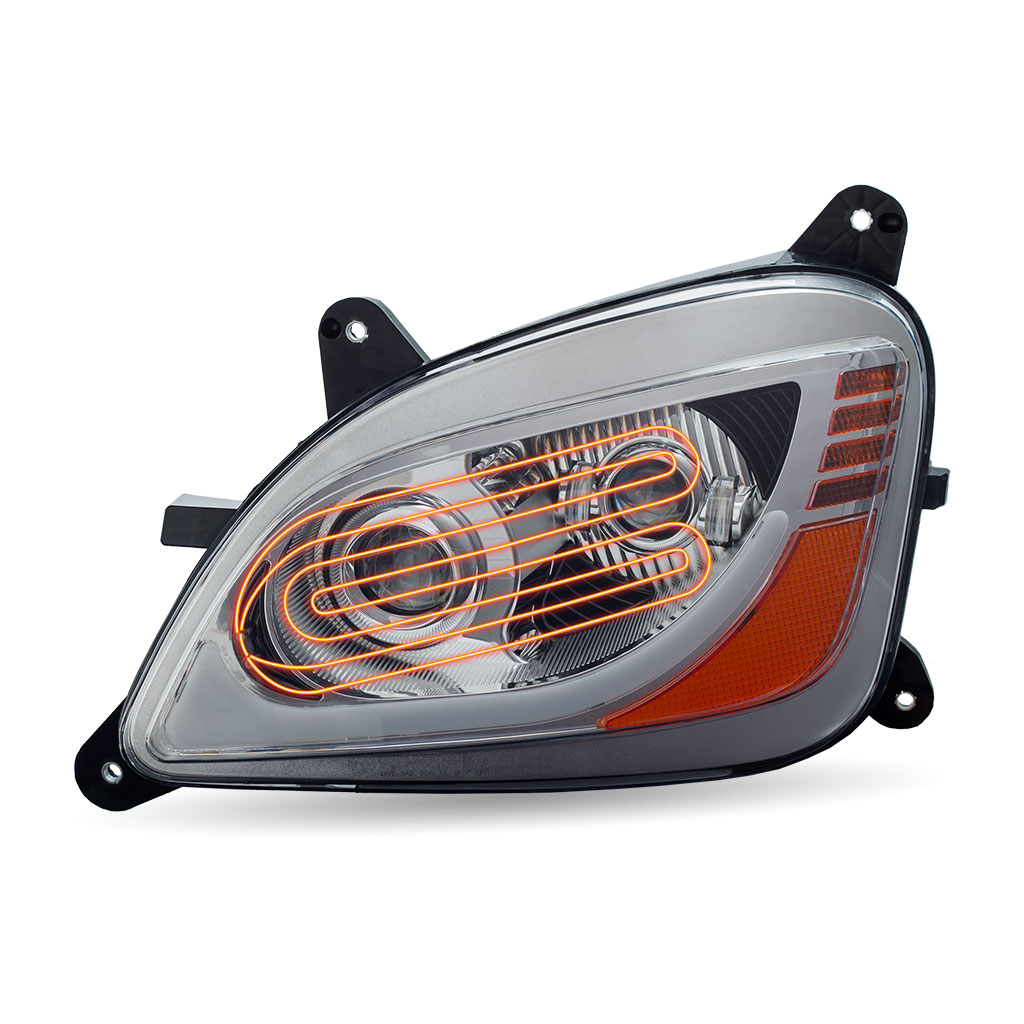 PB. 579/587 Heated LED Projector Headlight Assembly - Chrome (Driver Side) - Thumbnail 3