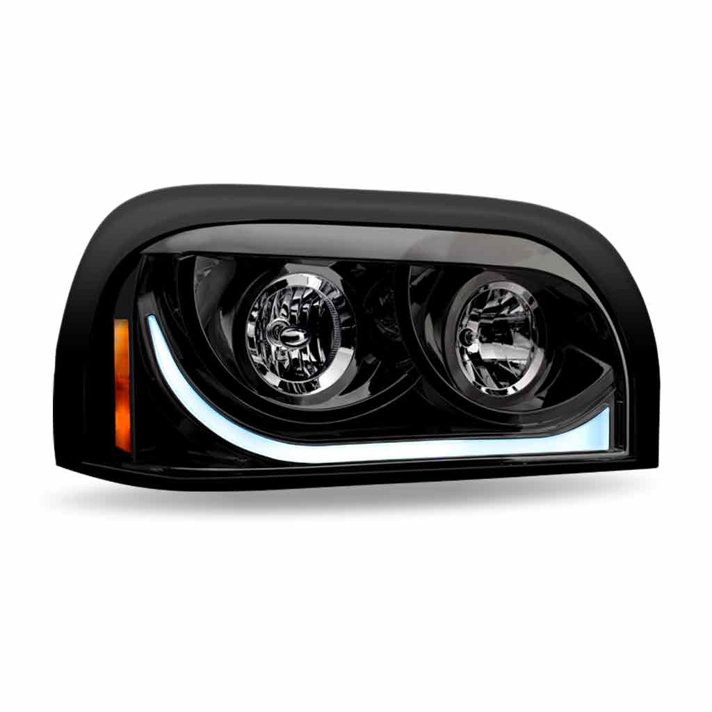 FTL. Century Halogen Projector Headlight Assembly with LED Glow Position, Turn & Marker Accent - Black (Passenger Side) - Thumbnail 3