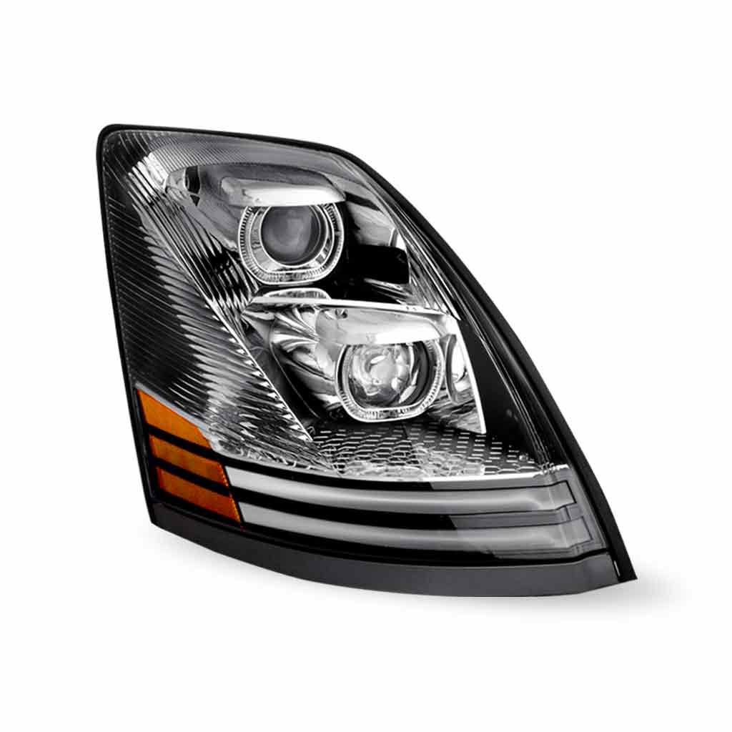 Volvo VN/VNL LED Projector Headlight Assembly with LED Glow Position, Turn & Marker Accents - Chrome (Passenger Side) - Thumbnail 5
