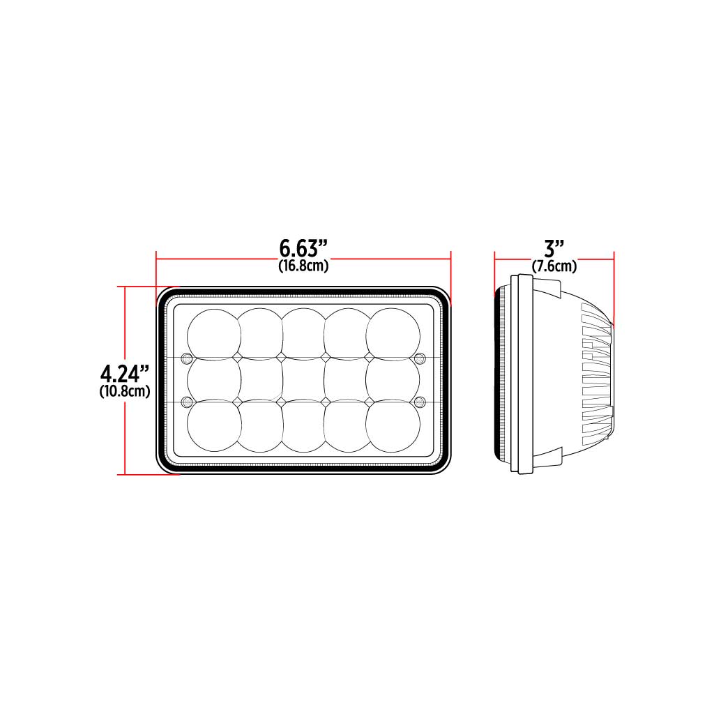 4" x 6" Off Road LED Headlight - Combination High & Low Beam | 3000 Lumens - Thumbnail 4