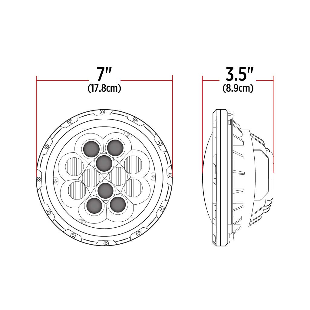 7" Off Road LED Headlight - Combination High & Low Beam | 6000 Lumens - Thumbnail 8