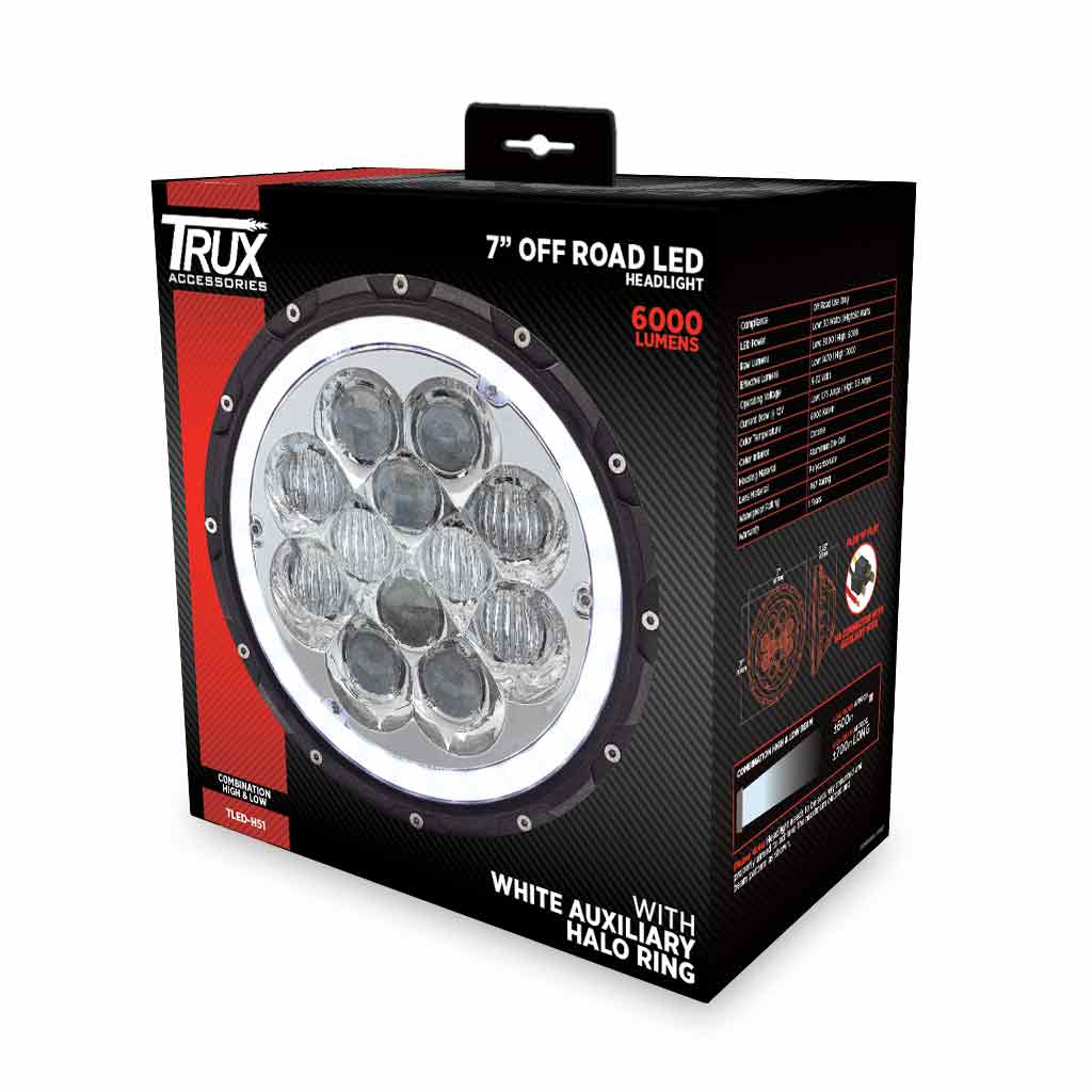 7" Off Road LED Headlight - Combination High & Low Beam | 6000 Lumens - Thumbnail 9