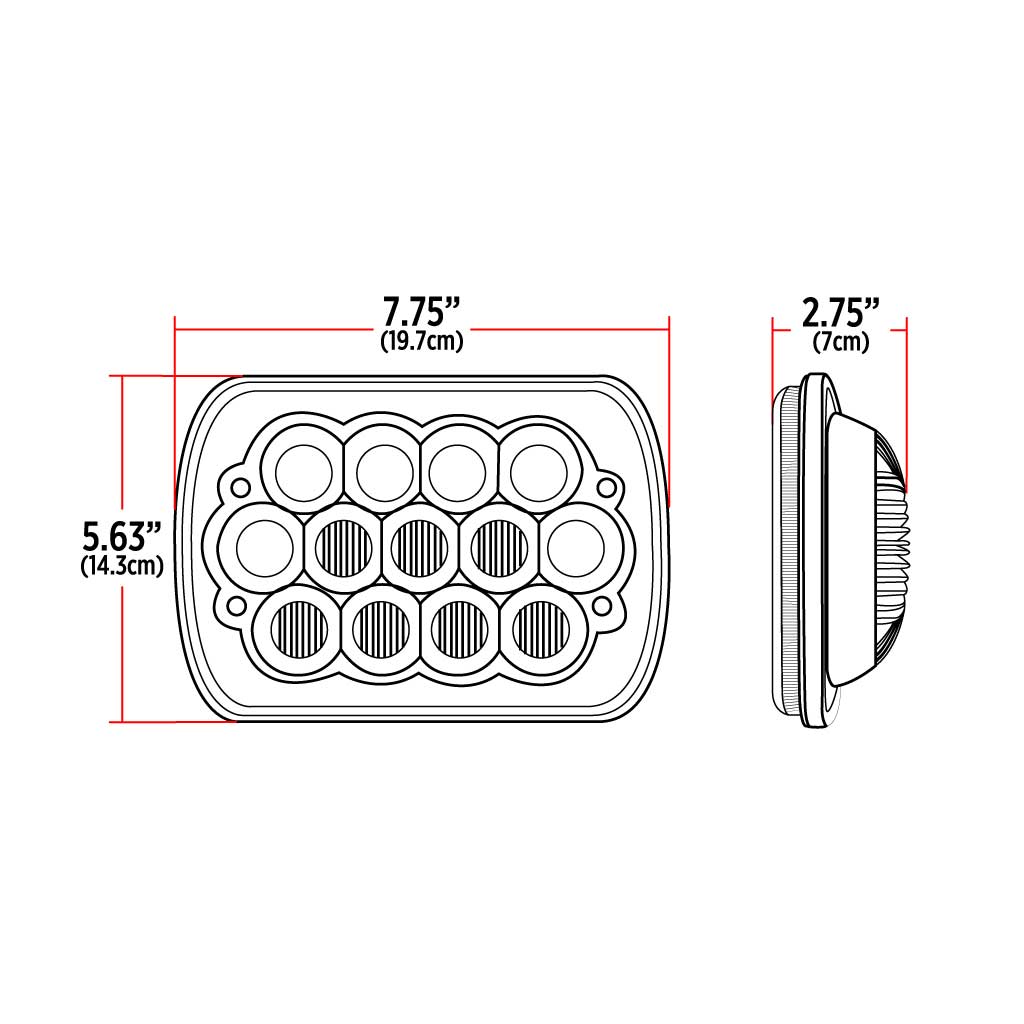 5" x 7" Off Road LED Headlight - Combination High & Low Beam | 3900 Lumens - Thumbnail 5