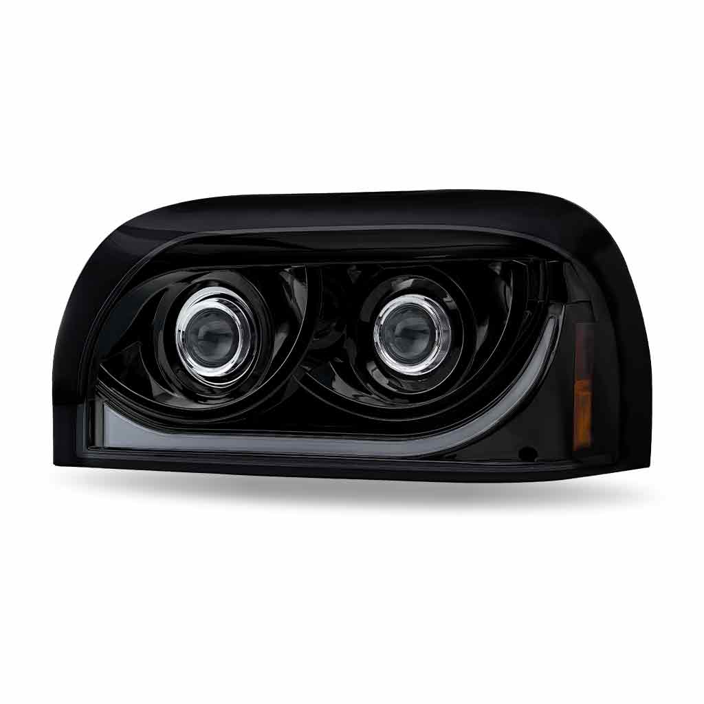 FTL. Century LED Projector Headlight Assembly with LED Glow Position, Turn & Marker Accent - Black (Driver Side)